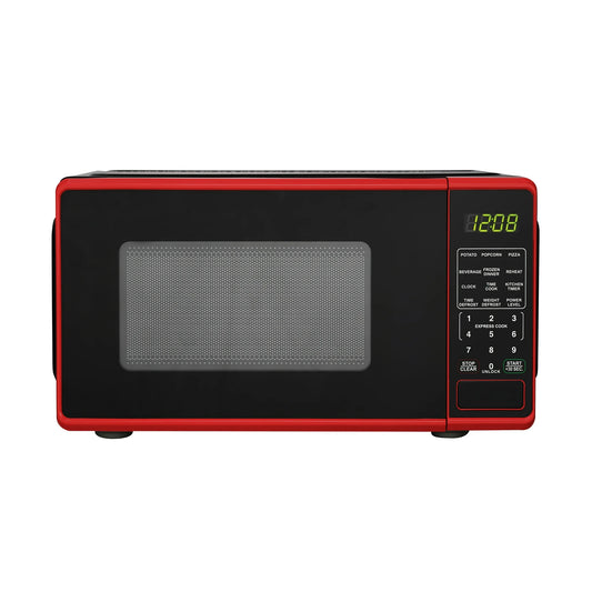 Mainstays 0.7 Cu ft Countertop Microwave Oven, 700 Watts, Red