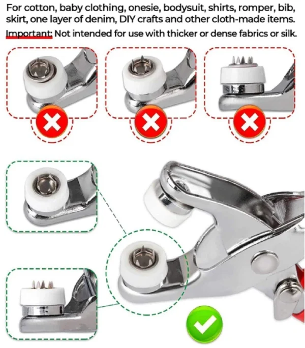 200-Pack Metal Snap Button Kit with Fastener Plier - Durable 5-Claw Buckle Tool - Image 10