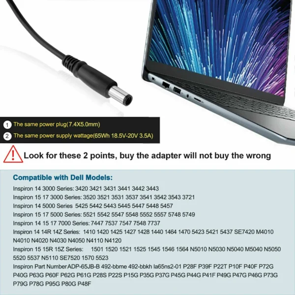 PA12 AC Adapter Charger Power for Dell Latitude D600 D610 D620 D630 D505 D510 - Image 5