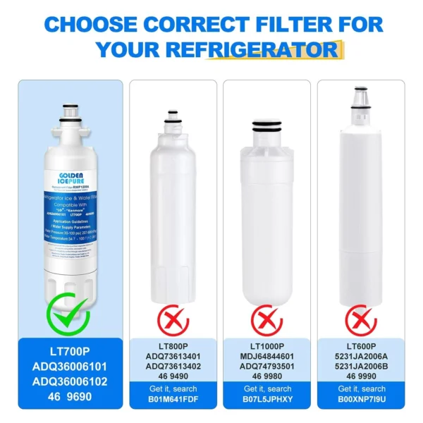 Fit For LG LT700P ADQ36006101 RWF1200A Water Filter Air Filter 3 Pack - Image 8