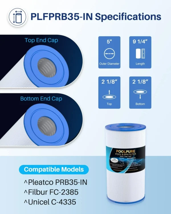 POOLPURE PRB35-IN Spa Filter Replaces Unicel C-4335, Guardian 409-219, 1 Pack - Image 7