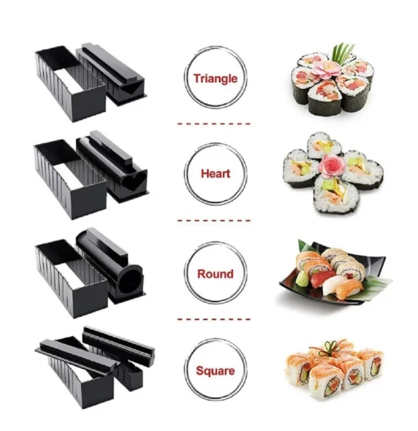 10-Piece DIY Sushi Making Kit – Roller, Rice Mold & Tools for Home Sushi Prep - Image 6