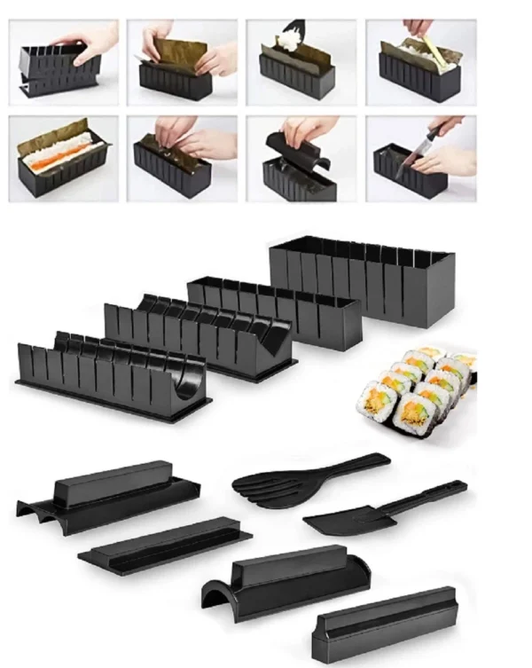 10-Piece DIY Sushi Making Kit – Roller, Rice Mold & Tools for Home Sushi Prep - Image 2