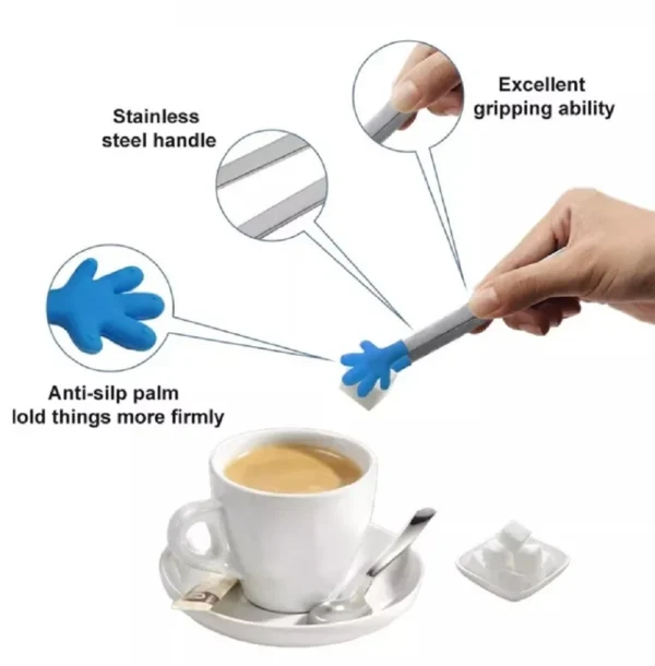 4-Pack 5" Silicone Mini Tongs – Hand-Shaped Sugar Cube Tongs for Kids & Kitchen - Image 6