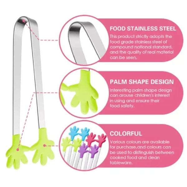 4-Pack 5" Silicone Mini Tongs – Hand-Shaped Sugar Cube Tongs for Kids & Kitchen - Image 4