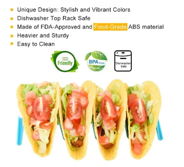 4-Pack Wave Taco Holder Stand – BPA-Free Plastic Rack Tray for Mexican Cooking - Image 5