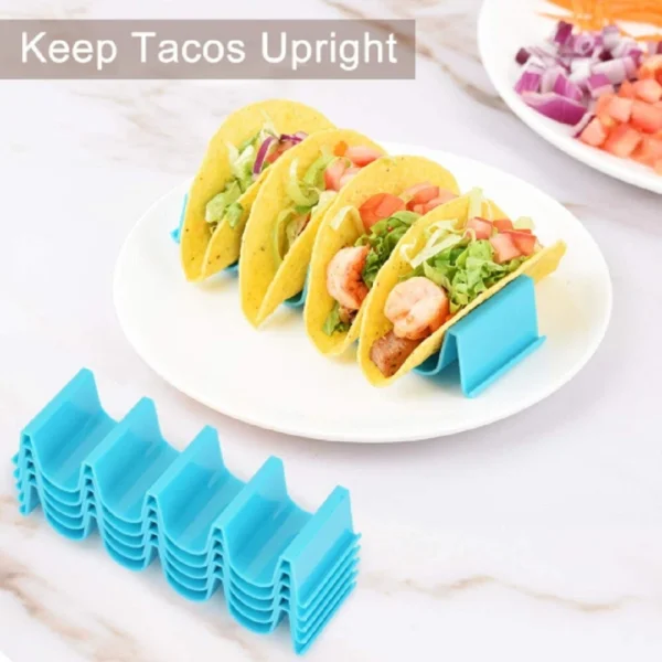 4-Pack Wave Taco Holder Stand – BPA-Free Plastic Rack Tray for Mexican Cooking - Image 4