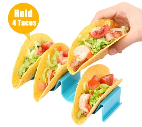 4-Pack Wave Taco Holder Stand – BPA-Free Plastic Rack Tray for Mexican Cooking - Image 3