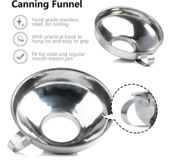 2-Piece Stainless Steel Canning Funnel Set for Mason Jars – Wide Mouth Funnel - Image 4