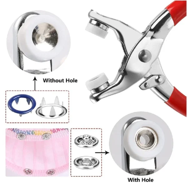 200-Pack Metal Snap Button Kit with Fastener Plier - Durable 5-Claw Buckle Tool - Image 5