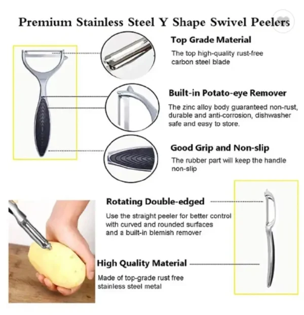 2-Pack Stainless Steel Vegetable & Fruit Peeler – Non-Slip Handle Potato Peeler - Image 5