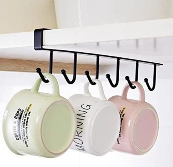 2-Pack Under-Shelf Mug Holder Rack – Kitchen Cabinet Coffee Cup Storage Hooks - Image 4