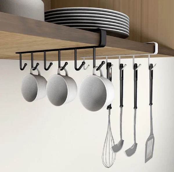 2-Pack Under-Shelf Mug Holder Rack – Kitchen Cabinet Coffee Cup Storage Hooks - Image 3