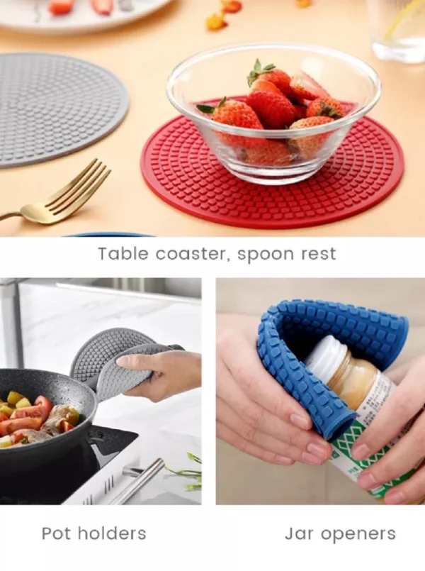 4-Pack Silicone Trivet Mat Set – Heat Resistant Non-Slip Pads for Kitchen Use - Image 6