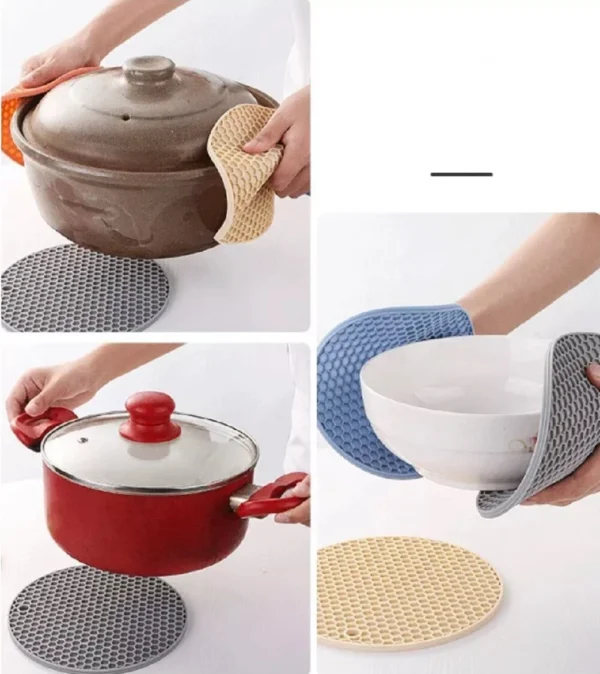 4-Pack Silicone Trivet Mat Set – Heat Resistant Non-Slip Pads for Kitchen Use - Image 3